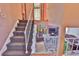 View down carpeted staircase to basement level at 3535 Ivory Way, Indianapolis, IN 46227