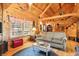 Bright and airy living room with wooden accents, high ceilings, cozy seating, and lots of natural light at 4840 N Templin Rd, Martinsville, IN 46151