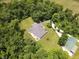 Stunning aerial view of a sprawling property with a beautiful home, lush greenery, and a serene landscape at 5607 E 500 N, Greenfield, IN 46140