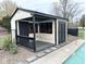 Backyard pool house with swings and landscaping at 6811 S Meridian St, Indianapolis, IN 46217