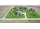 Stunning aerial view of a blue home nestled on a sprawling lot surrounded by green fields at 7020 N 375 E, Lebanon, IN 46052
