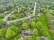Aerial view of a residential neighborhood featuring mature trees and a mix of single-Gathering homes at 960 Arrowwood Dr, Carmel, IN 46033