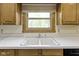 Close-up of a kitchen sink under a window, highlighting the countertops and wood cabinetry at 960 Arrowwood Dr, Carmel, IN 46033