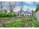 Backyard with overgrown garden and potential for landscaping improvements at 1121 Eugene St, Indianapolis, IN 46208
