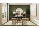 Stylish home office featuring green accent wall, desk, and modern decor for a productive workspace at 11528 Aubrey Ln, Fishers, IN 46040