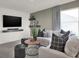 Comfortable living room area with modern decor, mounted TV, and stylish furniture with lots of natural light at 11612 Aubrey Ln, Fishers, IN 46040