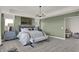 Neutral-toned main bedroom showcasing a tray ceiling, chic decor, and a serene atmosphere at 11612 Aubrey Ln, Fishers, IN 46040