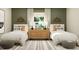 bedroom featuring two beds with decorative pillows and dresser with mountain decor at 11641 Aubrey Ln, Fishers, IN 46040