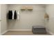 Neatly arranged walk-in closet with organized shelving, hanging rods, and comfortable seating at 11641 Aubrey Ln, Fishers, IN 46040