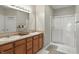 Bathroom featuring double sinks and glass enclosed shower at 11716 Whisper Cove Dr, Fishers, IN 46037