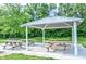 Covered picnic area with multiple tables and a grill, ideal for community gatherings and outdoor dining at 14153 Jasmine Ct, Fishers, IN 46038