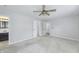 Spacious main bedroom features carpeted floors and adjoining bathroom and closet at 17752 Sanibel Cir, Westfield, IN 46062