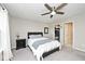 Primary bedroom with a ceiling fan, closet and neutral paint at 19437 Astoria Ave, Sheridan, IN 46069
