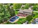 Expansive backyard featuring a pool, a large deck, and lush greenery, perfect for outdoor entertaining and relaxation at 195 Lake Dr, Greenwood, IN 46142