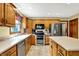 Kitchen with oak cabinets, stainless steel appliances, and a center island at 195 Lake Dr, Greenwood, IN 46142