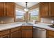 This is a close up shot of a sink and a window in a kitchen at 2557 Cedarcrest Dr, Columbus, IN 47203