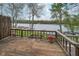 Relaxing outdoor deck with wooden railing, overlooking the lake, perfect for entertaining guests at 3136 River Bay N Dr, Indianapolis, IN 46240