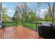Outdoor deck with a dark wood finish, perfect for grilling and enjoying the serene backyard at 524 Deerberry Dr, Noblesville, IN 46062