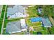 A high-angle shot of the property showing the backyard layout and surrounding neighborhood at 625 Arbor Ave, Indianapolis, IN 46221