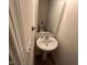 Powder room featuring a pedestal sink and large mirror, offering a simple and functional design at 8409 Bolero Way, Camby, IN 46113