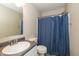 Updated bathroom with a shower and vanity and grey countertops at 9307 W Dockside Cir, Pendleton, IN 46064