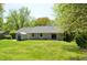 Expansive backyard with lush green lawn and shed and mature trees creating a private and serene setting at 931 Beech Dr, Greenwood, IN 46142