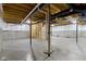 Unfinished basement featuring concrete floor, exposed beams, and utilities at 11595 Platt St, Noblesville, IN 46060