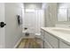 Clean bathroom with a shower and a vanity with a white countertop at 11595 Platt St, Noblesville, IN 46060