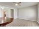 Spacious living room with stylish floors, modern fan and open layout at 1467 W 33Rd St, Indianapolis, IN 46208