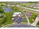 Aerial shot featuring a community pool, splashpad, playground, and other amenities at 15332 Atkinson Dr, Noblesville, IN 46060