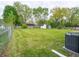 Large, level backyard with mature trees and an air conditioning unit at 4029 N Euclid Ave, Indianapolis, IN 46226