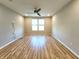 Spacious bedroom with ceiling fan, recessed lighting, and wood-look flooring at 4734 Cleome Dr, Plainfield, IN 46168
