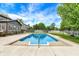 In-ground pool in a fenced backyard with an adjacent patio and house at 48 E Wisteria Way, Westfield, IN 46074