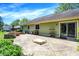 Backyard featuring large patio, fire pit and green lawn at 601 Shady Ln, Greenwood, IN 46142