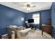 Bedroom or office featuring comfortable seating, modern desk and blue walls at 601 Shady Ln, Greenwood, IN 46142