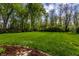 A well-manicured backyard featuring lush green grass and a small garden in a scenic setting at 7423 Scarborough Blvd E Dr, Indianapolis, IN 46256