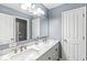 Stylish bathroom with double sinks, modern fixtures, and a well-lit mirror enhancing its appeal at 9037 Carnation Dr, Noblesville, IN 46060