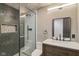 Modern bathroom featuring a glass-enclosed shower with sleek tile and updated fixtures at 10455 Courageous Dr, Indianapolis, IN 46236