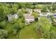 Aerial view of the home showcasing its backyard, patio, and surrounding neighborhood at 11141 Saybrook Ct, Fishers, IN 46037