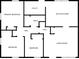 Black and white floorplan depicting primary bedroom, eat-in kitchen, and living room at 2625 N Boehning St, Indianapolis, IN 46219