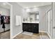 En suite bathroom features double vanity, dark cabinets, and walk in shower at 2972 W Patchwork Dr, Monrovia, IN 46157