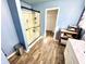 Bathroom with glass enclosed shower and view of walk-in closet at 4223 Kestrel Ct, Indianapolis, IN 46254