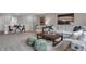 Open-concept living area with seating, coffee table, loft space, and tasteful decorations at 5163 Nettleton Way, Avon, IN 46123