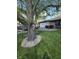 Home exterior with stone landscaping, large tree, and a two-car garage at 5218 Fletcher St, Anderson, IN 46013