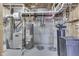 Unfinished basement featuring a hot water heater and mechanical equipment at 5499 Steven Dr, Greenwood, IN 46142
