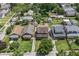 Aerial view of a residential area featuring a brick two-story home with mature landscaping at 6051 Lowell Ave, Indianapolis, IN 46219