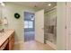 Bathroom with shower and view into bedroom at 710 Monarch Ln, Lebanon, IN 46052