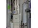 Well-lit utility room featuring water heater, furnace, and water filtration system for the home at 710 Monarch Ln, Lebanon, IN 46052