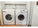 A laundry room featuring a modern, front-loading Samsung washer and dryer at 1020 E Sixth St, Greenfield, IN 46140