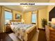 Cozy staged bedroom featuring a rustic bed frame, bedside tables, and neutral colored decor at 1309 N Colorado Ave, Indianapolis, IN 46201